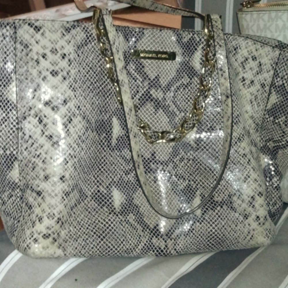 Mk Snakeskin Large Shoulder Bag